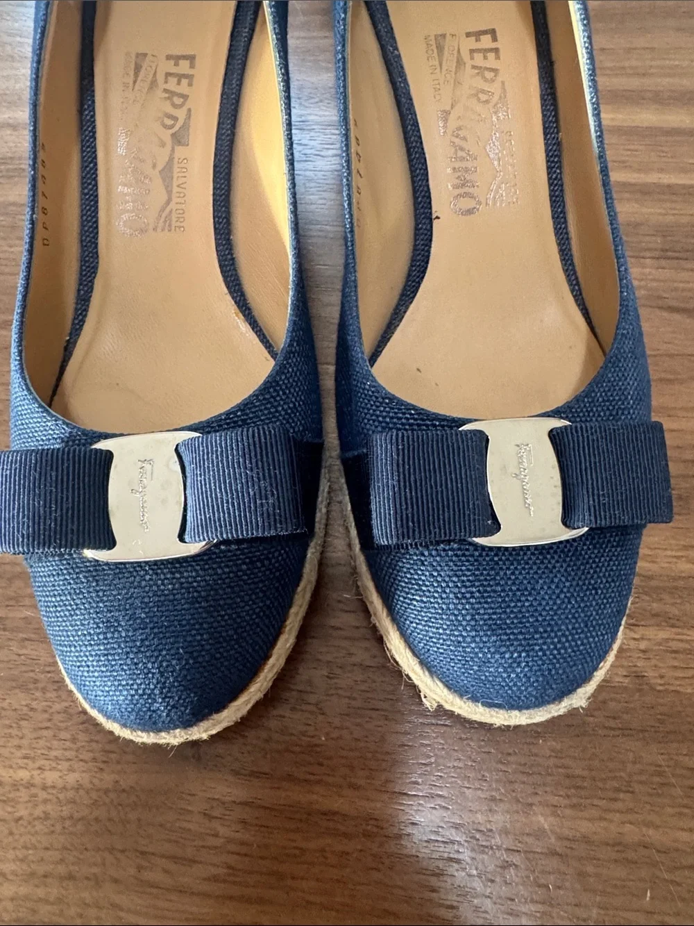 Salvatore Ferragamo denim wedges